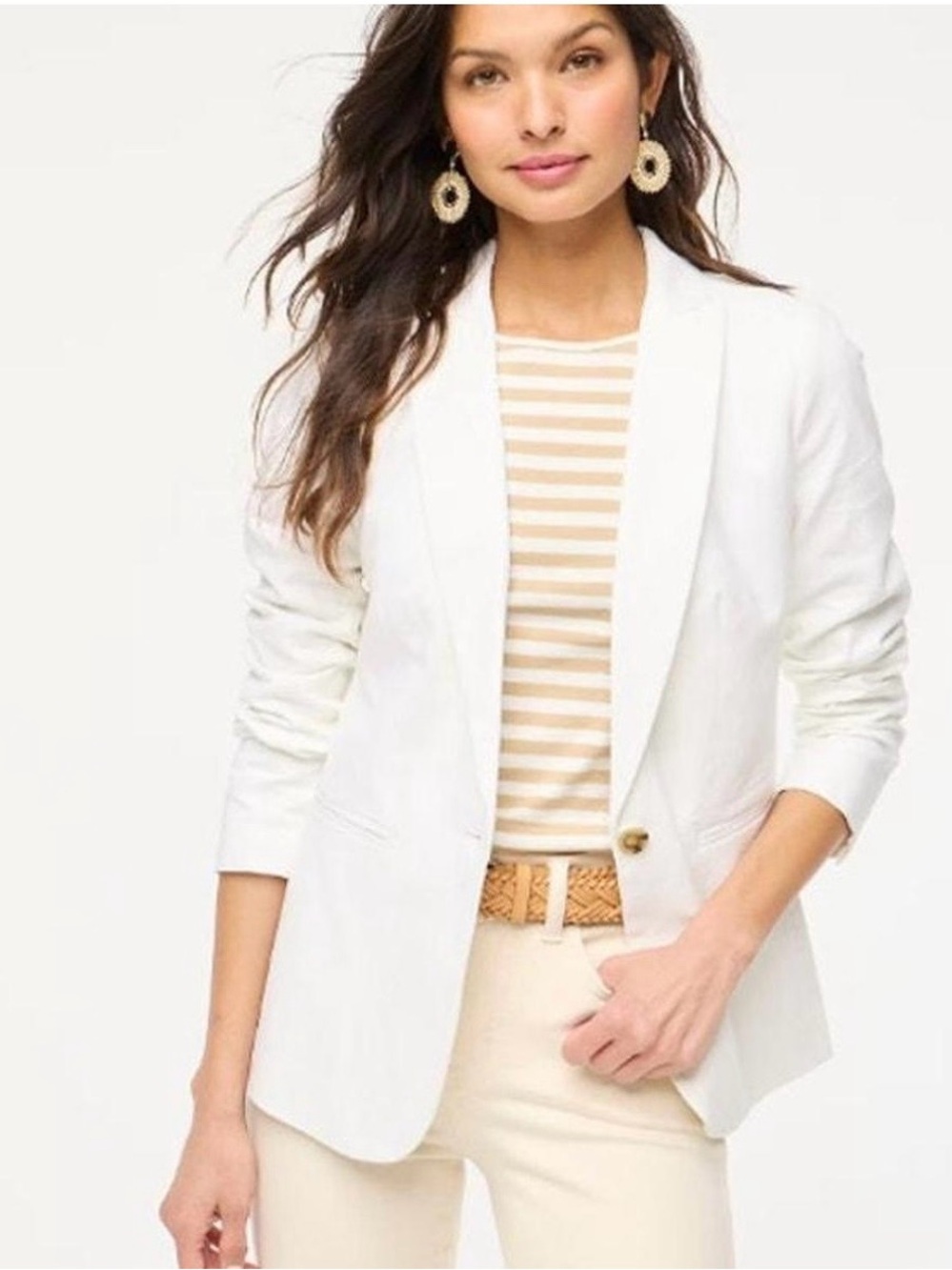 Evan Picone black label women’s 8, linen blend blazer 1 button front closure